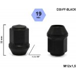 Kolová matice M12x1,5 kužel uzavřená, klíč 19, výška 32 mm, D30-FF-BLACK, FORD, VOLVO, černá – Zboží Mobilmania