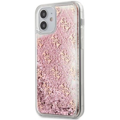 Pouzdro Guess 4G Liquid Glitter TPU Apple iPhone 12 Mini růžové