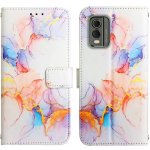 VSECHNONAMOBIL 73343 ART MARBLE Peněženkový kryt Nokia C32 WHITE ORANGE – Zboží Živě