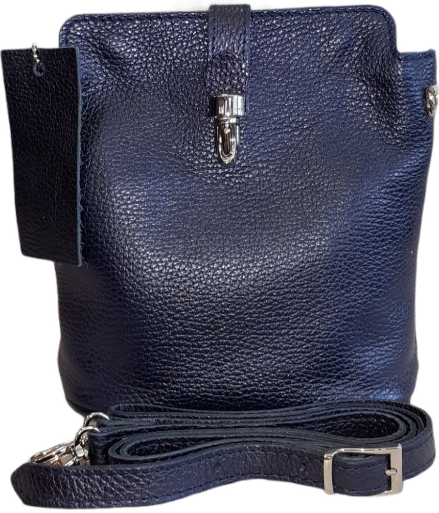 Facebag menší kožená crossbody s kovovým zapínáním modrá 9603/142