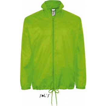 Sol's základní lehká větrovka kapucí v límci a kapsami na zip zelená limetka