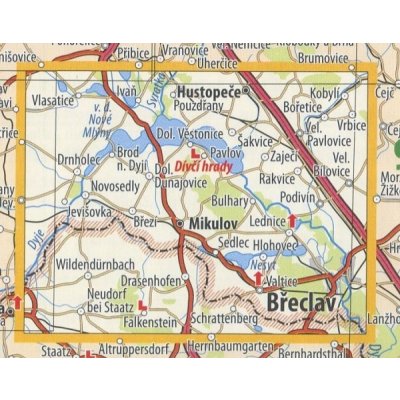 KČT 88 Pavlovské vrchy a dolní Podyjí - nástěnná turistická mapa 90 x 60 cm Varianta: mapa v dřevěném rámu, Provedení: Ticiago dub – Hledejceny.cz