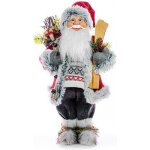 MagicHome Dekorace Vánoce Santa s lyžemi a dřevem 60cm – Hledejceny.cz