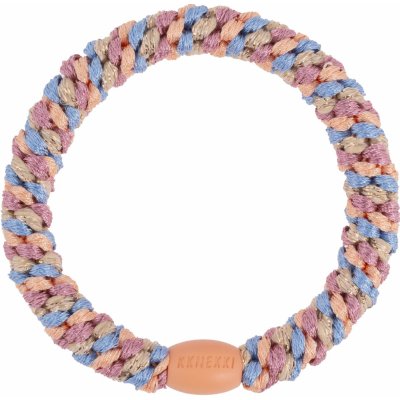 KKNEKKI Gumička do vlasů Kknekki Peach Blue Glitter, růžová barva, textil – Zboží Mobilmania