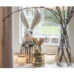 Dekorace busta zajíc se zlatou patinou a v pruhovaném saku - 16*14*42 cm – Zboží Dáma