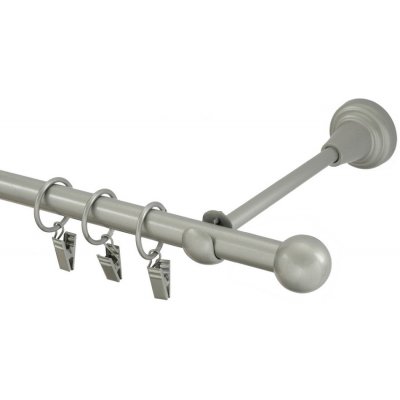 GARNÝŽE-HEBR Garnýž Koule matná stříbrná jednoduchá 280 cm – Sleviste.cz