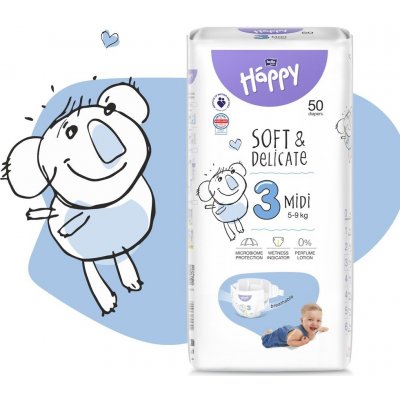 BELLA HAPPY Baby Midi 5-9 kg Big Pack 70 ks – Zboží Mobilmania