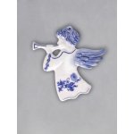 Cibulák Vánoční ozdoba anděl s trumpetou hladký 9,5 cm originální cibulákový porcelán Dubí cibulový 10632 – Hledejceny.cz