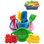 Teddies Košík sada - 2 bábovky rýč lopatka hrabičky sítko kbelík nákupní košík – Zboží Mobilmania