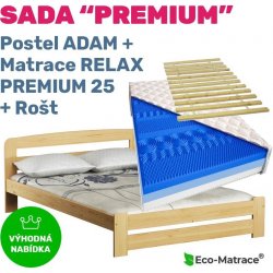 ECOMATRACE Set PREMIUM 25 postel ADAM rošt a matrace RELAX PREMIUM 25 cm