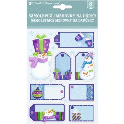 Anděl Samolepicí jmenovky na dárky 3D - modrofialové s glitry - 8 ks - 1457 – Zboží Dáma
