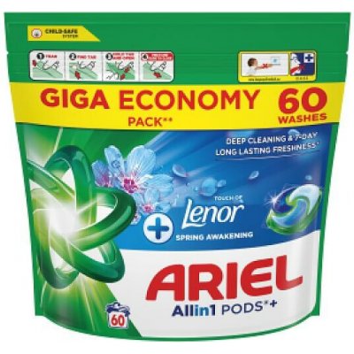 Ariel All in 1 Pods +Lenor prací kapsle Spring Awa 60 PD – Sleviste.cz