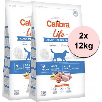 Calibra Dog Life Adult Medium Breed Chicken 2 x 12 kg