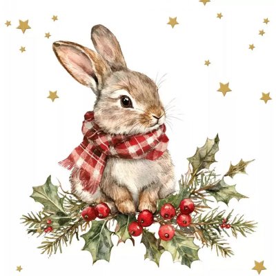 ti-flair Ubrousek 33x33cm Zajíc s zimní šálou – Zboží Dáma