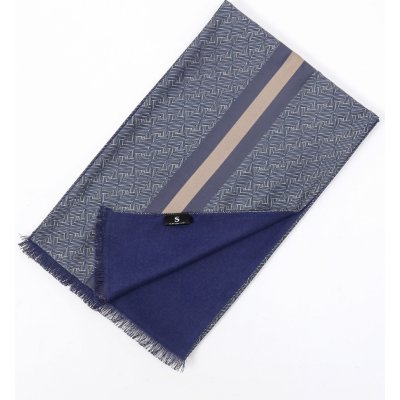 Pánská hedvábná šála tmavě modrá s bronzovou – Zboží Dáma