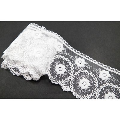 Vyšívaná krajka - bílá - šířka 8 cm – Zboží Dáma