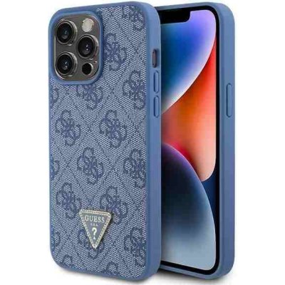 Guess hard iPhone 15 PRO MAX Leather 4G Triangle Strass modré – Zboží Mobilmania