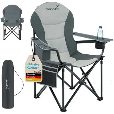 SKANDIKA Kempingová židle Relax Comfort s držákem na nápoj ŠEDÁ – Hledejceny.cz
