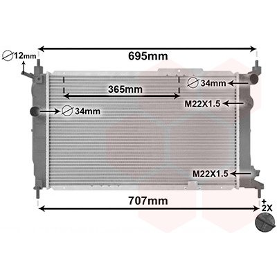 Chladič vody pro motor VAN WEZEL 37002091