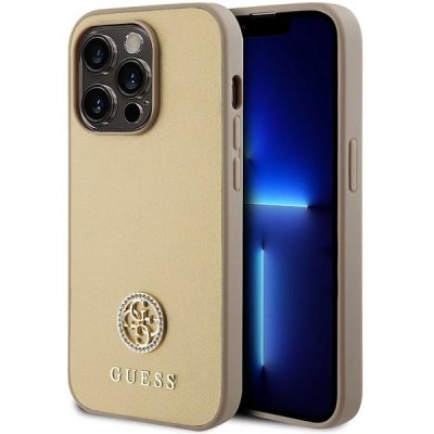 Pouzdro Guess PU 4G Strass Metal Logo iPhone 15 Pro zlaté – Zbozi.Blesk.cz