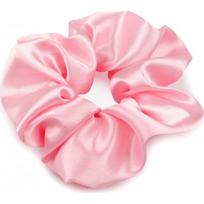 Saténová scrunchie gumička do vlasů - růžová barva