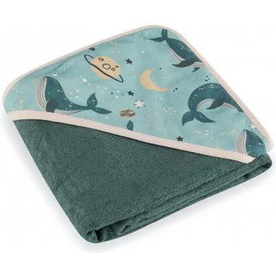 Petite&Mars Osuška bambusová s kapucí Loulou Whale Song 100 x 100 cm – Sleviste.cz