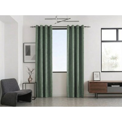 Zatemňovací závěs LOOM VELVET 140x250 cm, zelený Zavěšení: Kovové kroužky – Hledejceny.cz