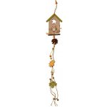 Závěs dřevo 95x130mm domeček se sovou , přírodní, zelená – Hledejceny.cz
