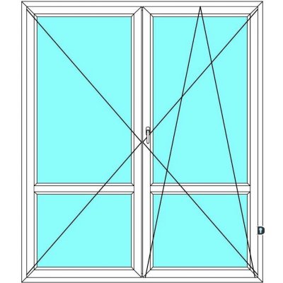 Ekosun Balkónové dveře Ekosun 6 Dvoukřídlé bez sloupku dělené štulp Ořech 150 x 200 cm – Hledejceny.cz