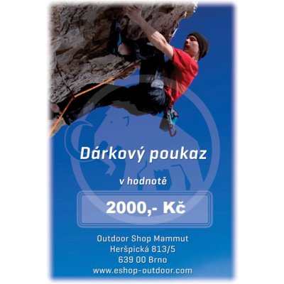 Mammut Mammut Dárkový Šek 2000 ,- Kč Dárkový poukaz: 2000,- Kč, Varianta dárkového poukazu: Odeslání poštou – Zbozi.Blesk.cz