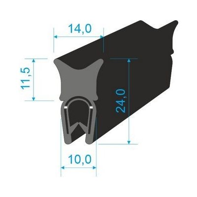 00547003 U-PIRELI s kovovou výztuží s horním těsněním, 78°Sh, U-PVC, bříško-EPDM | Zboží Auto