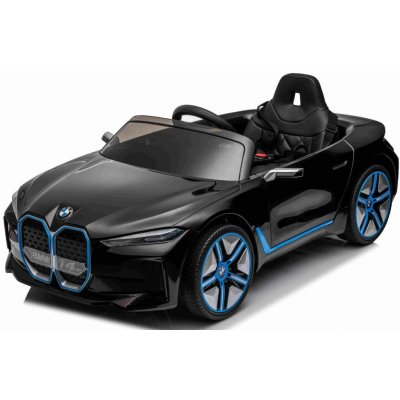 Beneo Elektrické autíčko BMW i4 černé 2,4 GHz dálkové ovládání USB/AUX/Bluetooth přípojka odpružení 12V baterie LED světla 2 X MOTOR ORIGINAL licence – Zboží Mobilmania