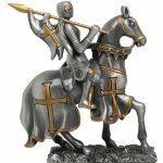 MystiCalls Cínový vojáček středověký rytíř s koněm na erbu 105mm – Hledejceny.cz