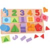Dřevěná hračka Bigjigs Velká deska s vkládáním Čísla barvy tvary