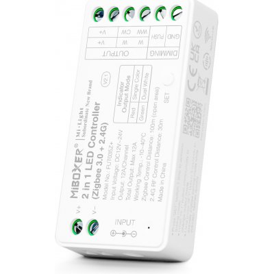 MiBoxer FUT035Z+ ZigBee 3.0 + RF2,4GHz Smart LED kontroler 2 v 1 jednobarevné a dvoubarevné CCT LED – Zboží Mobilmania