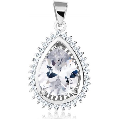 Šperky Eshop Stříbrný rhodiovaný přívěsek broušený čirý zirkon ve tvaru slzy X15.17 – Zbozi.Blesk.cz