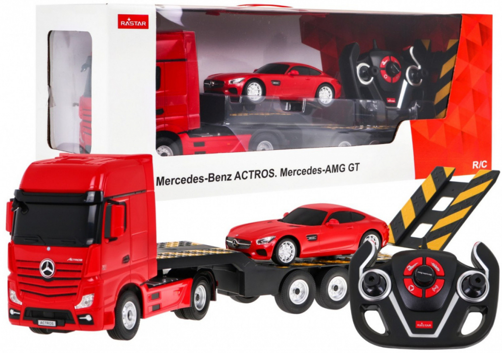 Rastar Kamion 2v1 Mercedes-Benz Actros + AMG GT3 červená RTR 1:24