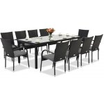 Garden Point Technorattanový zahradní nábytek Milan pro 10 osob s velkým stolem černý – Sleviste.cz