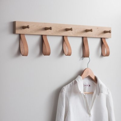 Peg Rail 75 cm Garden Trading Dřevěný s koženými poutky – Zboží Dáma