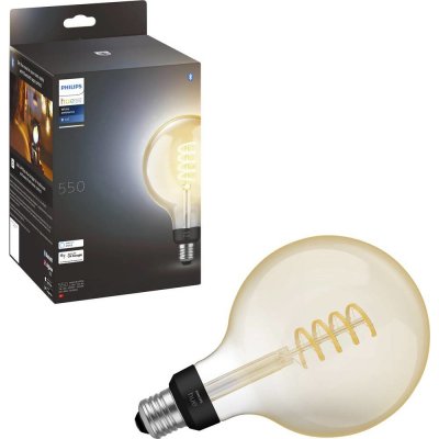 Philips Hue Bluetooth LED White Ambiance filamentová žárovka 8719514301542 E27 G125 7W 550lm 2200-4500K černá, stmívatelná Studená bílá – Zbozi.Blesk.cz