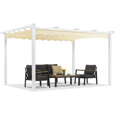 Garden Point pergola na terasu 3x4 m Barbados bílá a béžová – Zboží Mobilmania