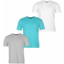 Donnay Three Pack V Neck T Shirt Mens Wht/Aqua/GreyM