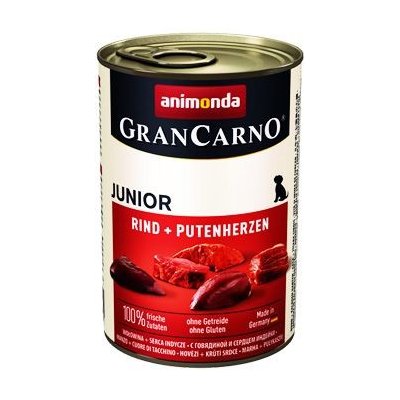 Animonda Gran Carno Junior Konzerva - hovězí & krůtí srdce pro štěňata a mladé psy 400 g