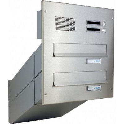 2x poštovní schránka D-042 k zazdění do sloupku + čelní deska s 2x zvonkem a HM ABB - NEREZ / šedá – Hledejceny.cz