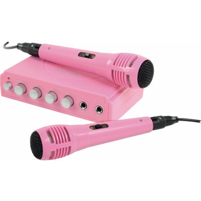König HAV KM11P Karaoke mixer 2 mikrofony růžový