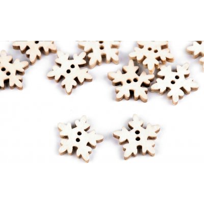 Dřevěný dekorační knoflík vločka Varianta: 4 (18 mm) přírodní sv., Balení: 10 ks – Zboží Dáma