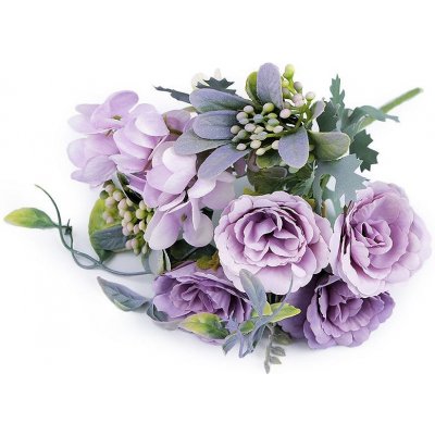 Umělé kytice růže, hortenzie Varianta: 1 krémová nejsvět., Balení: 1 ks