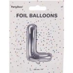 PARTYDECO Balón foliový písmeno L 35 cm stříbrný NELZE PLNIT HELIEM – Zbozi.Blesk.cz