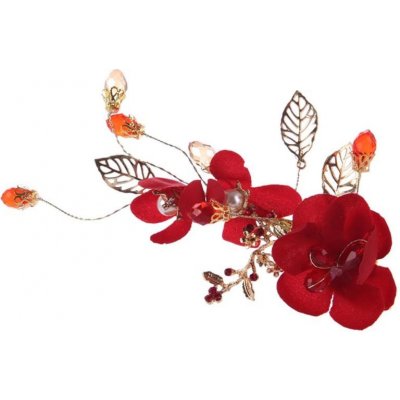 B-TOP Ozdoba do vlasů KVĚTY S PERLAMI A KAMÍNKY - červená – Zboží Dáma