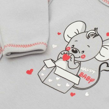 Kojenecká košilka New Baby Mouse šedá